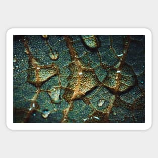 Green Leaf Hydration. Macro Droplets Photograph Sticker